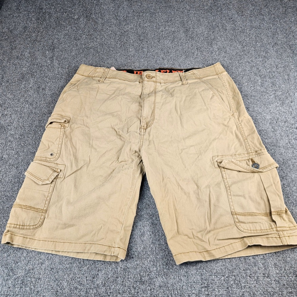 Iron Flex Mens Cargo Shorts Size 36 Khaki Tan Stretch Utility Work Shorts 95705